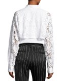 Collared Lace-Trim Poplin Shirt, White