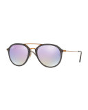 Mirrored Aviator Flash Sunglasses, Gray/Purple