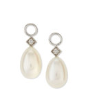 White Gold Pearl Briolette Earring Charms