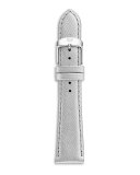 20mm Metallic Saffiano Leather Strap, Silver