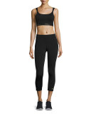 Paneled Mid-Rise Cropped Leggings, Black