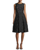 Katia Sleeveless Starburst Fil Coupé Dress, Black
