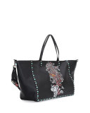 Tree of Life Large Reversible Tote Bag, Black Multi