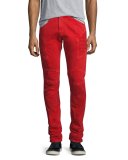 Slim-Straight Moto Jeans, Red
