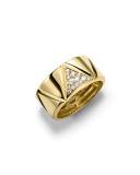 18K Yellow Gold Single-Row Triangoli Diamond Ring