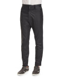 Zander Coated Stretch-Knit Track Pants, Black