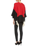 Colorblock Cotton Cape, Black/Classic Red, Plus Size