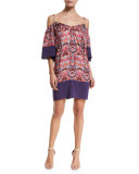 Cold-Shoulder Printed Coverup Tunic/Dress, Rhapsody
