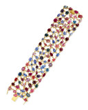 18k Gold Multicolor Stone Link Bracelet 