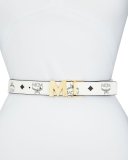 Reversible Coated Canvas Logo Belt, White