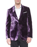 Bayard Liquid Velvet Two-Button Jacket, Purple