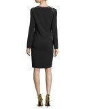 Floral-Embellished Sheath Dress, Black