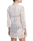 Darcie Floral-Crochet Tunic Coverup