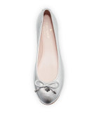 willa metallic leather ballerina flat, silver