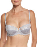 Douceur Fougere Lace Demi Bra, Silver