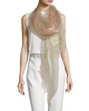 Dionix Sheer Metallic Stripe Scarf, Pink