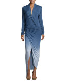 Brielle Surplice Jersey Maxi Dress, Blue Ombre