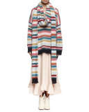 Striped Mohair-Blend Scarf, Vanilla