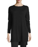 Side-Slit Merino Tunic, Black