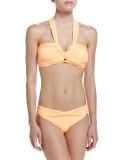 Twisted Bandeau Swim Top, Neon Mango