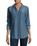 Carter Button-Front Chambray Shirt, Dark Vintage