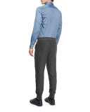 Baby Flannel Long-Sleeve Sport Shirt, Dark Blue