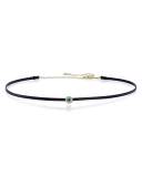 Leather Choker Necklace with Diamond Eye Disc Slider, Black