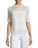 Carolyn Half-Sleeve Lace Blouse, Antique