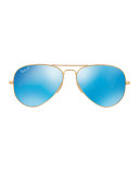 Mirror Aviator Sunglasses, Golden/Blue