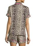 Wild Thing Printed Shorty Pajama Set, Leopard