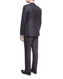 Plaid Wool-Silk Two-Piece Suit, Gray