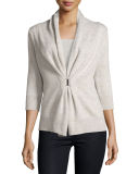 3/4-Sleeve Cashmere & Lurex® Half-Sleeve Buckle Cardigan