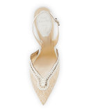 Embellished Lace 105mm Halter Pump, White