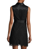 sleeveless lace cocktail dress, black