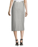 Sabrena Striped Midi Skirt, Black/White