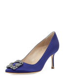 Hangisi Crystal-Buckle Satin 70mm Pump