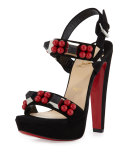 Pyrabubble Studded Red Sole Sandal, Black/Red