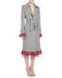 Tucson Cherry-Print Ruffled-Hem Skirt, White