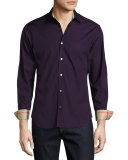 Cambridge Check-Detail Sport Shirt, Purple