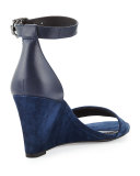 Thames Suede Wedge Sandal, Bright Navy