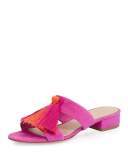 Rubie Suede Tassel Slide Sandal, Orange/Azalea 