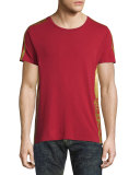 Gold-Striped Short-Sleeve T-Shirt, Red