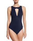 Blue Valentine High-Neck Cutout One-Piece Swimsuit