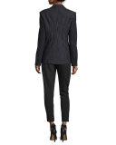 Striped Wool-Blend Jacket, Black