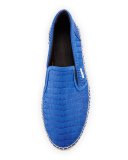 Vlad Men's Crocodile-Print Espadrille Slip-On Sneaker, Blue