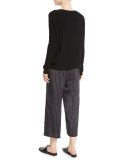 Striped Slouchy Cropped Pull-On Pants, Multi