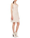 Sleeveless Check Sheath Dress, Nude