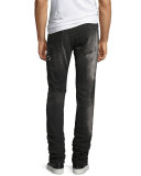 Rocco Patch Skinny Jeans, Worn Top Black