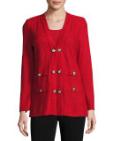 Textured Straight-Cut Knit Jacket, Classic Red  