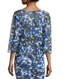 Floral-Print Maxi Poncho